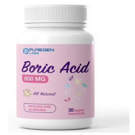 Puregen Labs Boric Acid 600 mg Vaginal Suppositories, 30 Count in Pakistan