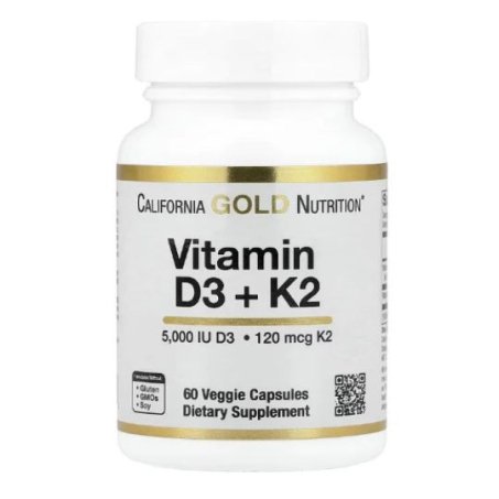 California Gold Nutrition, Vitamin D3 + K2 as MK-7,  Capsules