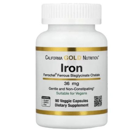 California Gold Nutrition  Iron  36 mg Capsules 