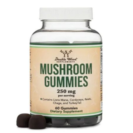 Double Wood Supplements, Mushroom Gummies, 250 mg Capsules