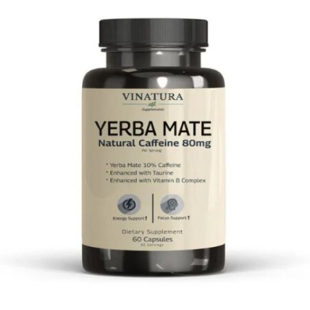 VINATURA  Mate Natural Caffeine  Taurine 80mg Capsules 
