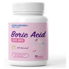 Puregen Labs Boric Acid 600 mg Vaginal Suppositories, 30 Count in Pakistan