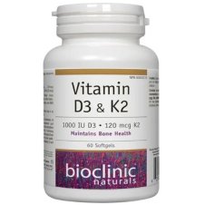 Bioclinic Naturals Vitamin D3 1000 IU & K2 (MK-7) 120 mcg, 60 Softgels in Pakistan
