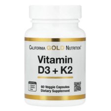 California Gold Nutrition,Vitamin D3 + K2  Capsules 