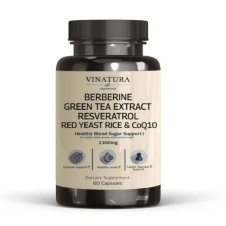 VINATURA Berberine Green Tea Extract Resveratrol Red Yeast Rice Co-Q10 1300mg Capsules 